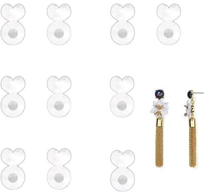 YJFY Lot de 10 fermoirs d'oreilles ajustables en silicone - Élévateurs d'oreilles réglables sans métal pour la fixation et le soutien des boucles d'oreilles (Blanc)