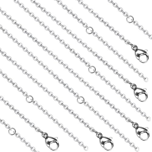 RMENOOR 20 Stück Edelstahl Halskette Schmuck Gliederkette Silber Halsketten DIY Kette Ausziehbar Bordsteinketten mit Hummerverschlüssen Schlangenkette für Schmuckherstellung Handwerk Anhänger (50CM+5)