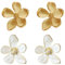 2 paires de boucles d'oreilles fleurs à cinq pétales, boucles d'oreilles boules, boucles d'oreilles fleurs, boucles d'oreilles blanches, boucles d'oreilles dorées pour femme