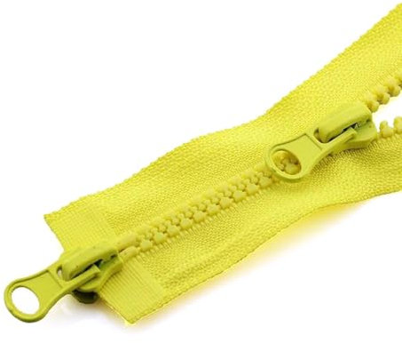 5# Cerniera aperta a doppio cursore Lunghezza Cerniera in resina Cerniera per piumino Soprabito Cerniera Accessori per abbigliamento,Giallo,80cm