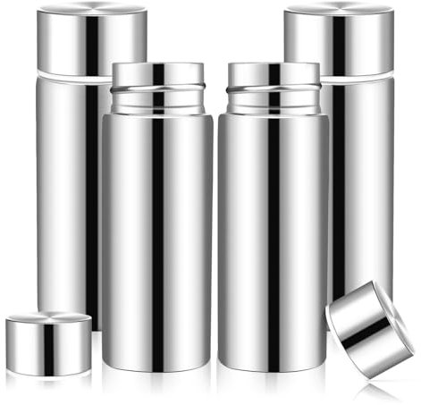 Dualshine 4 mini borracce da 125 ml, in acciaio inox, termiche, mantengono le bevande fredde/calde, per il pranzo, il caffè, colore: argento