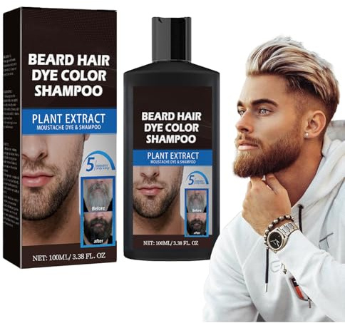 Bartflecken Shampoo, Haare Und Bartfärbemittel Schnurrbart & Bart Färbe Bartpflege Bartfärbemittel Zum Kaschieren Grauer Haare, Dye Eliminates Grey Eliminiert Graue Haare Für Ein Volleres Aussehen