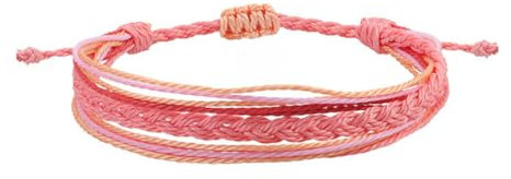 TRIPLE K&S Triplek&s Damen-Armband, geflochten, Glücksbringer, verstellbar, Yoga, geflochtenes Seil, Freundschaftsschmuck (Pink and Orange)