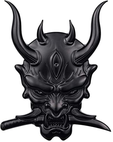 Japanischer Oni Samurai Aufkleber für Auto Motorrad Logo Dekoration Aufkleber Schwarz