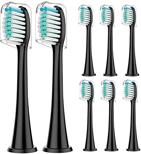 Rebeool 8 Stück Ersatzbürsten Kompatibel mit Philips Sonicare, Zahnbürstenaufsatz für Protective 4500, 4300, 3100,Diamond 9000 Aufsteckbürste für täglich präzise Zahnreinigung, Schwarz