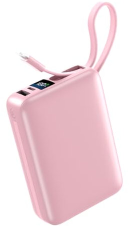 26800mAh Power Bank Portable Charger Battery Pack, External Battery with 2 Ports & 2 Cables, Pink