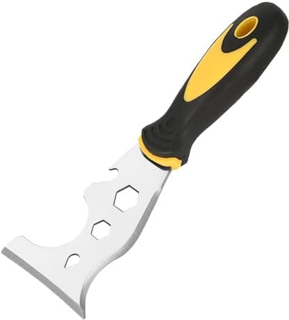 13 in 1 Scraper Tool,Stainless Steel Paint Remover, Putty Scraper Professional Quality, Straight Scraper, Curved Scraper, Roller Cleaner, Nail Puller, Screwdriver, Hammer, Wallpaper Removal Scraper
