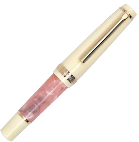 Ranvi Jinhao 82 Mini Acrylic Fountain Pen,Iridium Fine Nib,Short Paragraph Pocket Travel Pen with Ink Converter-Pink