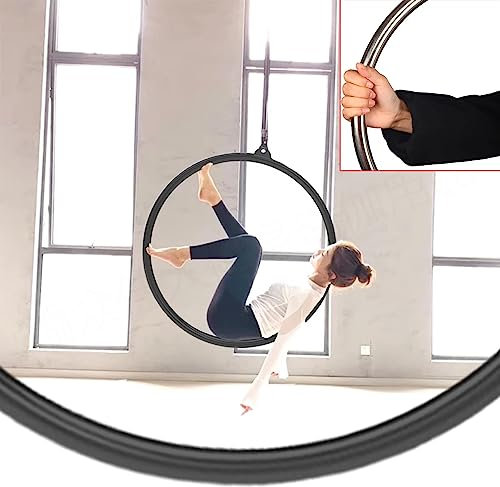 WQZzjm 32 mm – Stahlreifen-Set, Yoga-Aerial-Hoop, Aerial-Fitness-Yoga-Ring für Zirkus-Tanz-Gymnastik-Auftritte, Hoop-Yoga-Ausrüstung (schwarz, Durchmesser 100 cm)