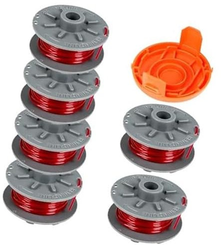 Yurefax Bobine de fil for coupe-bordures Gardena 5364-20, 1,6 mm x 6,1 m, for coupe-bordures Gardena Turbo SmallCut 2401 avec housse, for 05328-20 (6 bobines + 1 housse) Bobine d'alimentation automati
