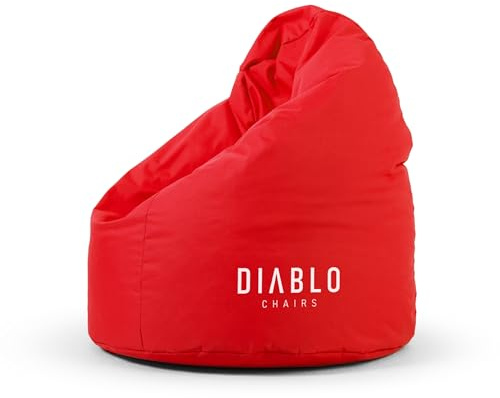Diablo Kinder-Pouf, Craft Edition, ergonomischer Sitz, mit Granulatfüllung, strapazierfähiges Cordura, wasserdicht, leicht und kompakt, Spielmuster, Maße 80 x 110 x 80 cm, Rot