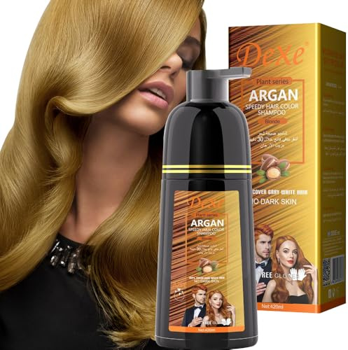 Instant Black Hair Shampoo 420ml - Semi-Permanente schwarze Haarfarbe Shampoo für natürliches Haar, hält 30 Tage, schnell wirkende Formel für Männer & Frauen (Blonde, 420ml)