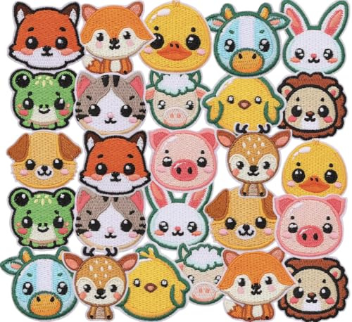 26 PCS Animals Embroidered Patches Cute Animal Iron on Patches Lion Giraffe Duck Applique Iron on Sew on Patches for Coat Uniforms Jeans Bags Jackets DIY Decoration Backpacks Hat Pants Clothes