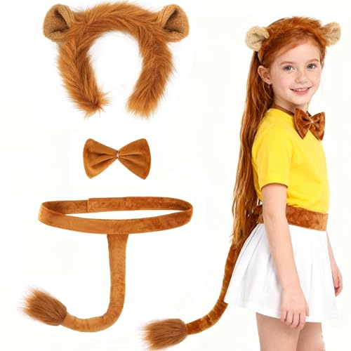 Beipegin Tierkostüm Zubehör Löwe Fuchs Schaf Katze Ohren Ohren Stirnbänder Schwanz Tier Haarreif Tier Kostüm für Kinder Erwachsene Karneval Geburtstag Halloween Cosplay