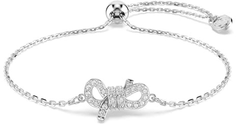 Swarovski Lifelong Armband, Pavé, Schleife, Weiß, Rhodiniert