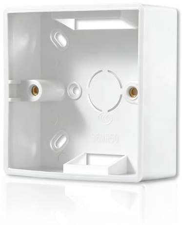 35mm Ethernet Back Box for Faceplates, Surface Mount Back Box for Ethernet Wall Plates, Single Gang 35mm Deep White (86x86x35mm), Compatible with Network Faceplates & Sockets,