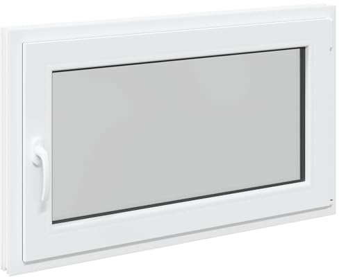 Kellerfenster RISOR Weiß 100 x 70 cm PVC und Glas, Modernes Untergeschossfenster Design, Langlebige PVC-Glas-Konstruktion, Energieeffizient, Wärmedämmung, Schallisolierung, Drehbare Funktion
