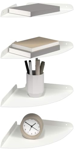 vidaXL Schwebendes Regal mit Regal 4 pcs Weiß 24 x 24 x 2 cm, Wohnzimmer, minimalistisches Design, schwebendes Regal, platzsparend, Moderne Wandmontage für Deine Deko