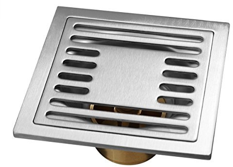 Edelstahl 10x10cm Duschablauf massive Qualität Bodenablauf Geruchsverschluß (Ausführung: Gebürstet)