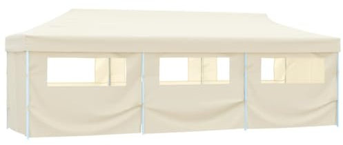 vidaXL Faltzelt Partyzelt Pop-Up mit 8 Seitenwänden 870x291x315 cm Creme