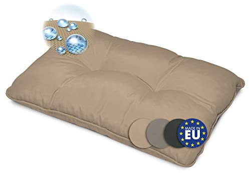 Beautissu Lounge Kissen Outdoor Rückenkissen 60x40x12 cm – Wetterfest Schmutzabweisend Polster Gartenmöbel Loungemöbel Rattan Möbel Rückenkissen Gartenstuhl Sitzpolster Beige