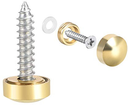 sourcing map 8Stk Spiegel Schrauben Zier Kappen Abdeckung Nägel Gold Poliert 10mm