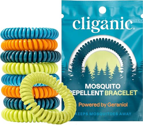 Cliganic 20 Pack Mosquito Repellent Bracelets, DEET-Free Bands, Individually Wrapped