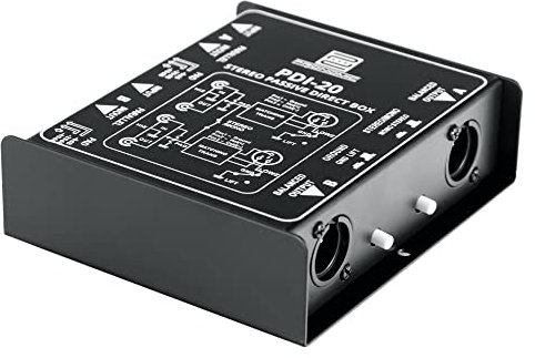 Pronomic PDI-20 passive Stereo-DI-Box - Frequenzbereich: 15 Hz - 30 kHz - Stereo/Mono-Schalter - Pad-Schalter - Ground-Lift - schwarz