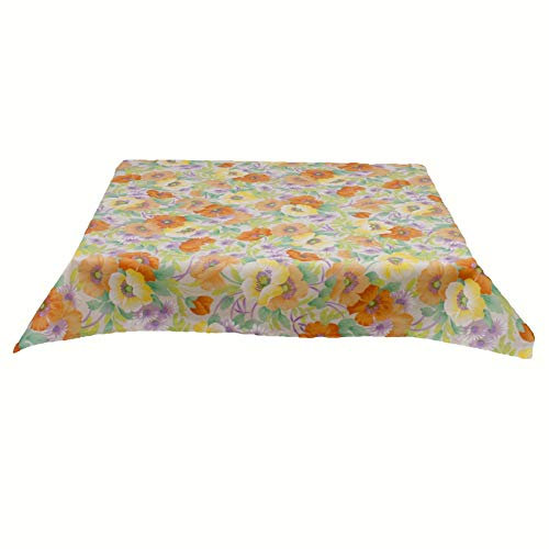 Outdoor Tischdecke wasserabweisend, schmutzabweisend - Tischtuch, Tischwäsche, Tischdeko, Garten, Terrasse, Veranda (Blumen Orange, 130x130 cm)