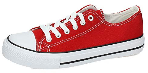 DEMAX 7-A12F Zapatillas DE Lona Mujer Zapatillas Rojo 38