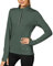 icyzone Damen Sport Langarm Shirts 1/4 Reißverschluss Laufshirt Langarmshirt mit Daumenloch Fitness Oberteile (L, Smoke Pine)