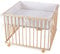 WALDIN Baby Laufgitter/Laufstall ca. 100 x 100 cm, BUCHE MASSIV, höhen-verstellbar, 2 Modelle wählbar, natur unbehandelt, Stoff weiß/Punkte grau
