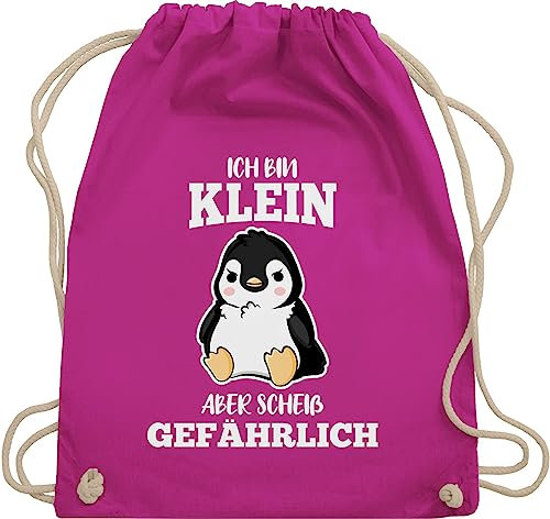 Turnbeutel Rucksack - Sprüche Statement mit Spruch - Ich bin klein aber scheiß gefährlich Pinguin weiß - Unisize - Fuchsia - beutel+rucksack+mit+sprüchen sprueche tiere beutel sprüchen