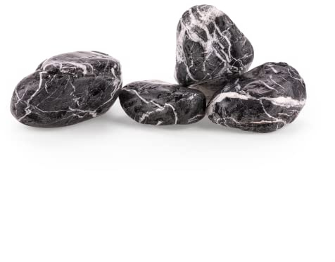 TM Aquatix Fish Tank Stones Rocks for Aquarium - Natural Decoration - Improves Water Parameters - Perfect for Caves Shelters (3kg, Dark Grey Pebbles)