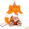 LIMAH® Pop Up 3D Grußkarte/Geburtstagskarte, Einladungskarte, Geschenkkarte/Fuchs Motiv/für Kinder/in Orange/Groß