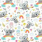 100x160cm Koala 100% Baumwolle Baumwollstoff Kinder Meterware Handwerken Nähen Stoff (Hase Mond Herz Weiß) (Koala Regenbogen Weiß, 100x160cm (11,99€/m))