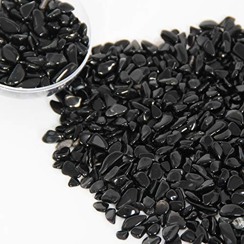 Orientrea Mini Obsidienne Pierres polies de Cristal, Obsidienne Naturelle de 500 g, Petite Passée Chips écrasé Pierre Guérison Reiki Cristal Bijoux Décoration de la Maison