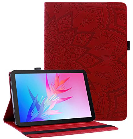 Succtop Hülle für Hülle für Huawei MatePad T10S/ T10 2020 PU Leder Folio Cover mit Standfunktion Brieftasche Stiftband Tablet Schutzhülle Huawei MatePad T10S 10.1/ T10 9.7 2020, Rot
