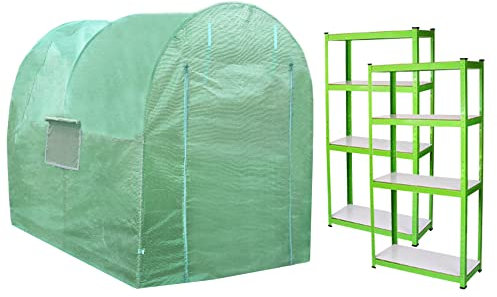 Polytunnel mit Folie und Regale Gewächshaus Treibhaus Tomatenhaus Pflanzenhaus Folientunnel 19mm 3m x 2m
