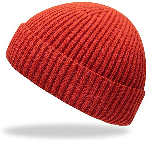 Furwabo Trawler Beanie Watch Hut Aufrollen Edge,Winter Warme Strickmützen Fischer Unisex (Rot)