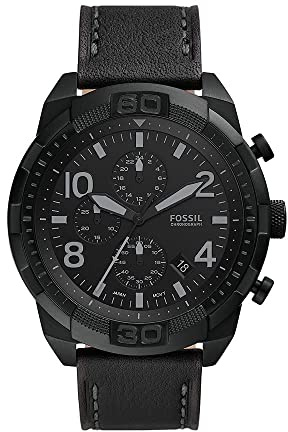 Fossil Bronson Chronograph für Herren, schwarzfarbene Edelstahluhr, FS5874
