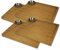 cleenbo Steakbrett 4er Set aus Bambus mit Edelstahl Soßenbehälter und Saftrille, Profi Holz Servierbrett für Fleisch, mit 4 Antirutschfüsschen, Maße: 30 x 25 x 3 cm