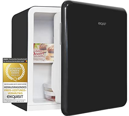 Exquisit Mini Kühlschrank CKB45-0-031F schwarzPV | Kühlbox 47 L Volumen | Hotelkühlschrank | Kühlschrank klein ohne Gefrierfach | Mini Kühlschrank Retro Style