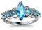 Banemi Ring für Damen, Mode Ringe Damen Versilberter Blau Zirkonia Marquise Damen Hochzeitsband Größe 60 (19.1)
