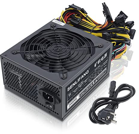 Alimentación minera 2000W ATX PC Antminer PSU Carga 8 GPU para Bitmain Ethereum Bitcoin Miner Rig, Power Supply Incluye enchufe europeo