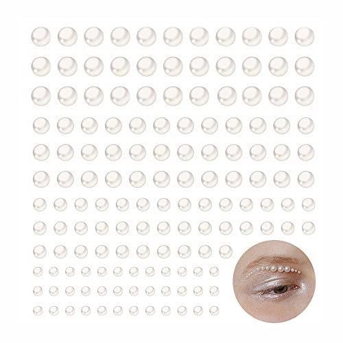 660pcs Pearl Stickers 3mm/4mm/5mm/6mm White Flat Back Pearls Self-Adhesive Stickers Round Stick On Pearls Beads for DIY Crafts Face Makeup Nail Art Home Decor