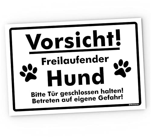 MoonWorks® Kunststoff-Schild Vorsicht Hund Hier ist mein Revier Hundeschilder Warnschild Betreten auf eigenen Gefahr PVC Freilaufender Hund_2 20 x 30 cm
