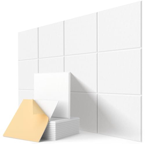 Acoustic Panels Self-Adhesive, 12 Pcs High Density Soundproofing Panels for Ceiling/Door/Wall Decoration and Acoustic Treatment (12 X 12 X 0.4)