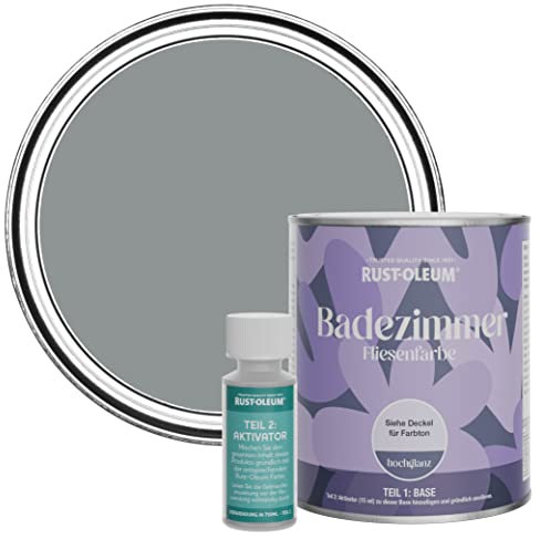 Rust-Oleum Peinture Grise Résistante à l'eau pour Carrelage de Salle de Bain, Finition Brillante - Anthracite 750ml