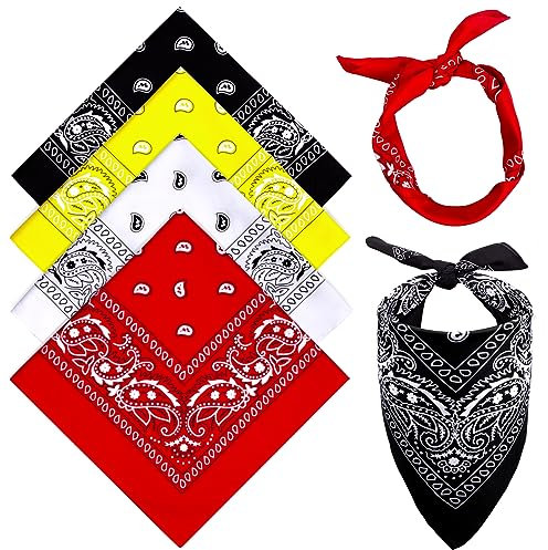 MELLIEX 4 Stück Bandana Kopftuch Damen und Herren, Paisley Halstuch Dreickstuch Schal Pirat Cowboy Tuch Nickitücher, 55 x 55 cm